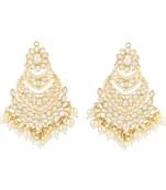 Traditional Handcrafted Pearl Kundan Beaded Chandbali Earrings for Women/Girls 