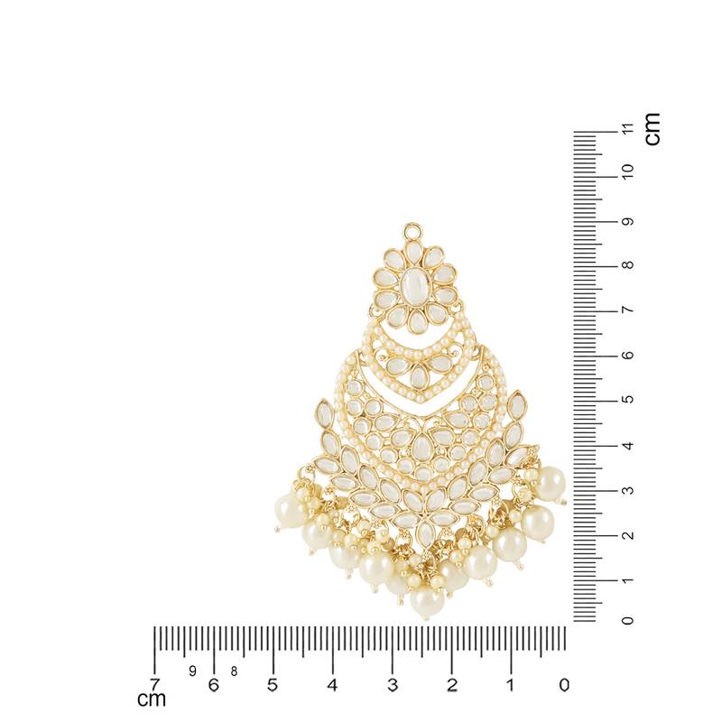 Traditional Handcrafted Pearl Kundan Beaded Chandbali Earrings for Women/Girls 