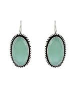 Silver Oxidised Teardrop Earrings with Oval Stones for Women /Girls (E3104ZMin)