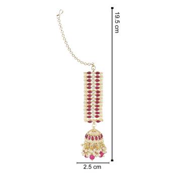 Traditional Kundan Studded Hanging Pearl Jhumki Earrings With Ear Chain For Women/Girls  5