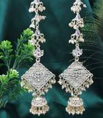 Traditional Kundan Studded Hanging Pearl Earring With Ear Chain For Women/Girls 