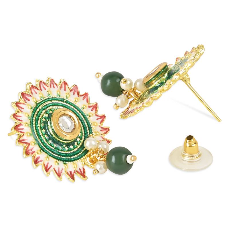 Traditonal Meenakari Pearl Drop Stud Earring For Women/Girls 