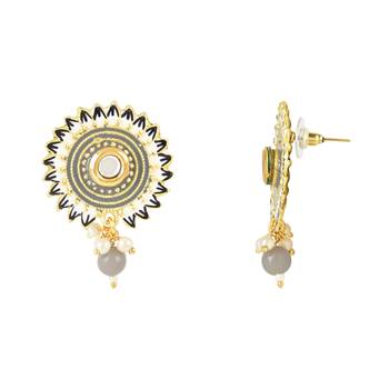 Traditonal Meenakari Pearl Drop Stud Earring For Women/Girls  2