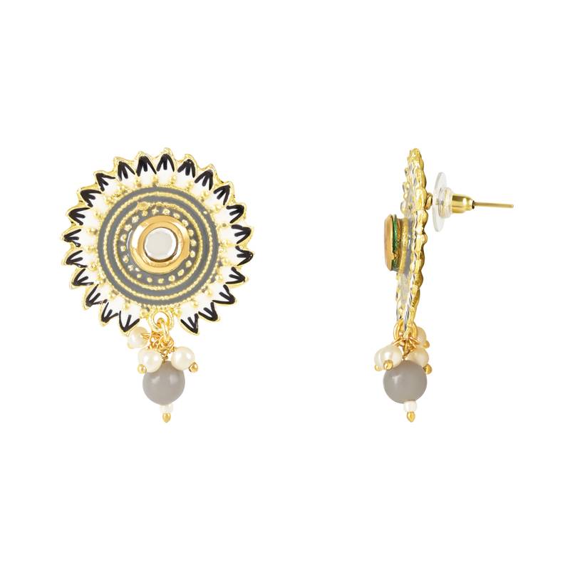Traditonal Meenakari Pearl Drop Stud Earring For Women/Girls 