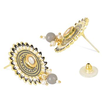 Traditonal Meenakari Pearl Drop Stud Earring For Women/Girls  3