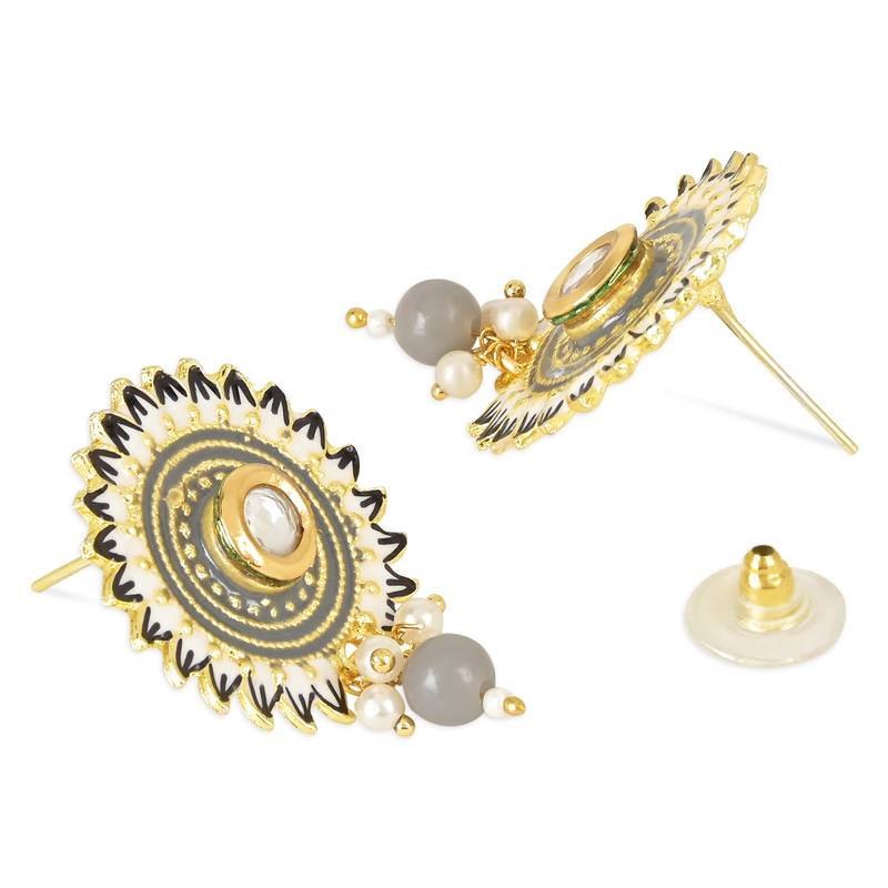 Traditonal Meenakari Pearl Drop Stud Earring For Women/Girls 