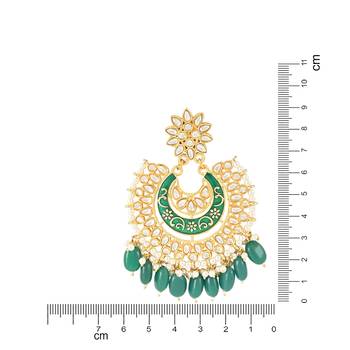 Traditional Meenakari Kundan Studded Pearl Drop Chandbali Earrings For Women  4