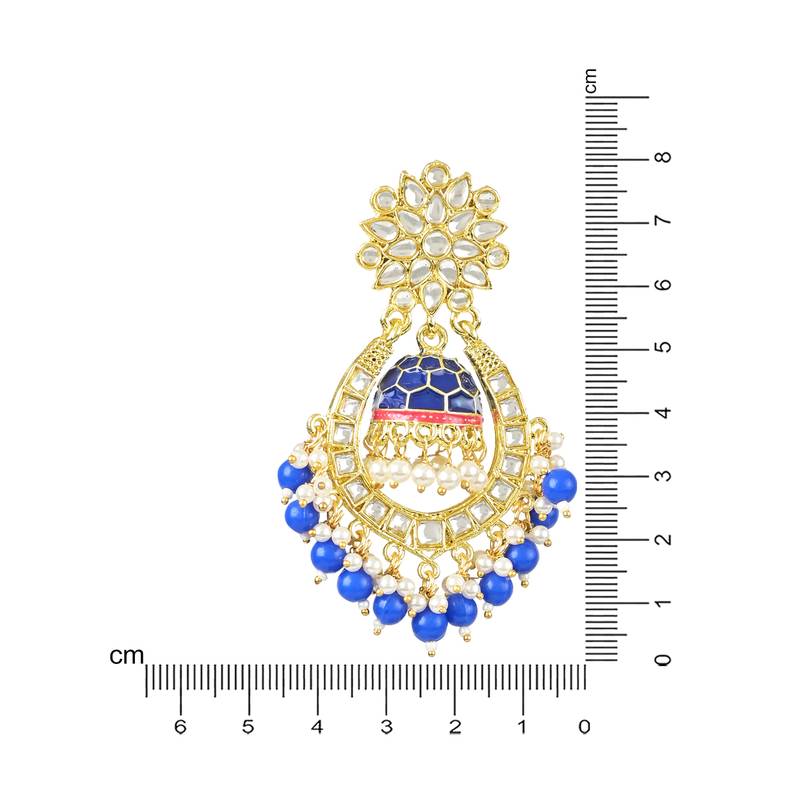 Traditional Meenakari Kundan Studded Pearl Dangle Jhumki Earrings For Women/Girls 