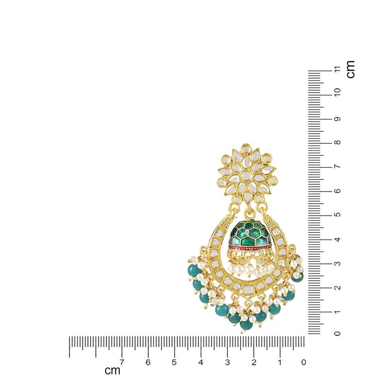 Traditional Meenakari Kundan Studded Pearl Dangle Jhumki Earrings For Women/Girls (E3124Bl)