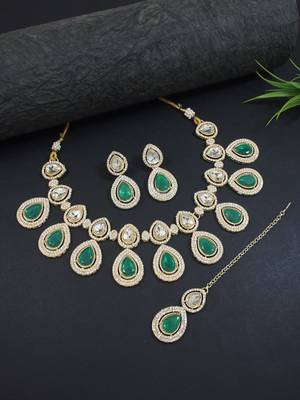 Traditional Kundan & Stone Studded Choker Necklace Jewellery With Earrings Set for Women/Girls  1