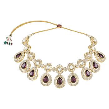 Traditional Kundan & Stone Studded Choker Necklace Jewellery With Earrings Set for Women/Girls  2