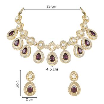 Traditional Kundan & Stone Studded Choker Necklace Jewellery With Earrings Set for Women/Girls  5