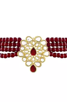 Traditional Kundan Handcrafted Pearl Choker Necklace Jewellery With Earrings Set For Women/Girls 