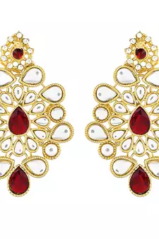 Traditional Kundan Handcrafted Pearl Choker Necklace Jewellery With Earrings Set For Women/Girls 