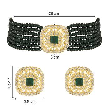 Traditional Kundan Handcrafted Onyx Pearl Choker Necklace Jewellery With Earrings Set For Women/Girls  5