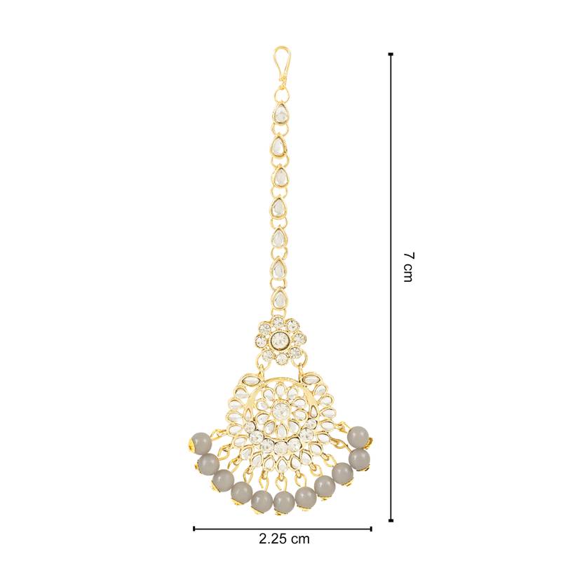 Traditional Elegant Pearl and Kundan Studded Maang Tikka/Headpiece for Women/Girls 