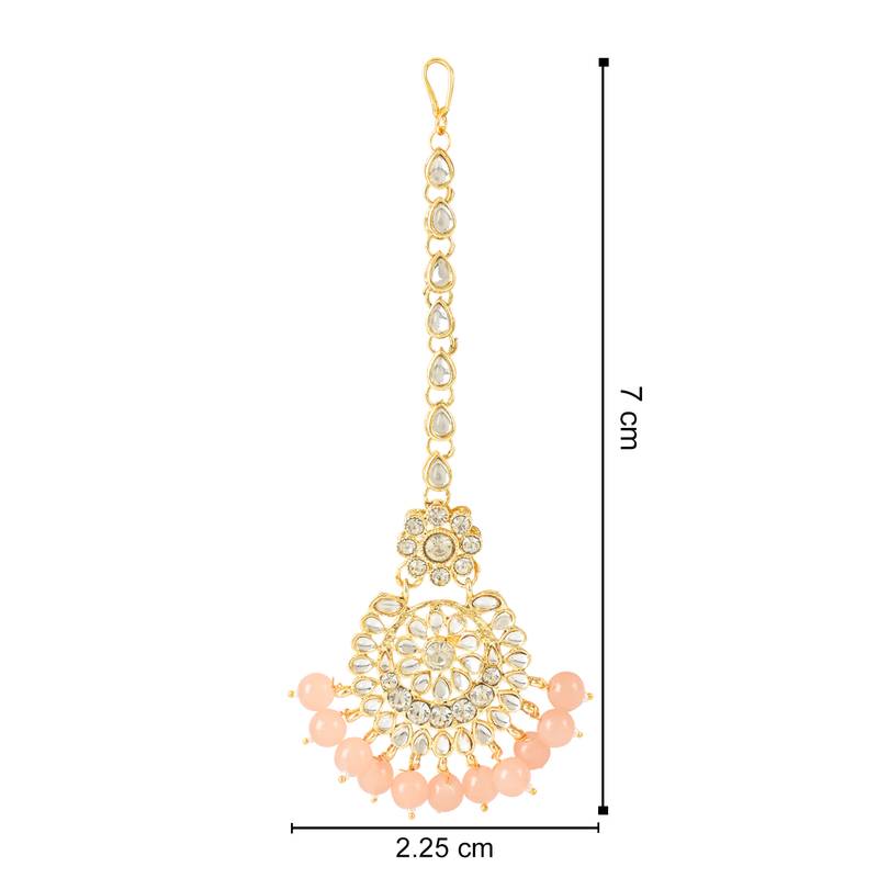 Traditional Elegant Pearl and Kundan Studded Maang Tikka/Headpiece for Women/Girls 