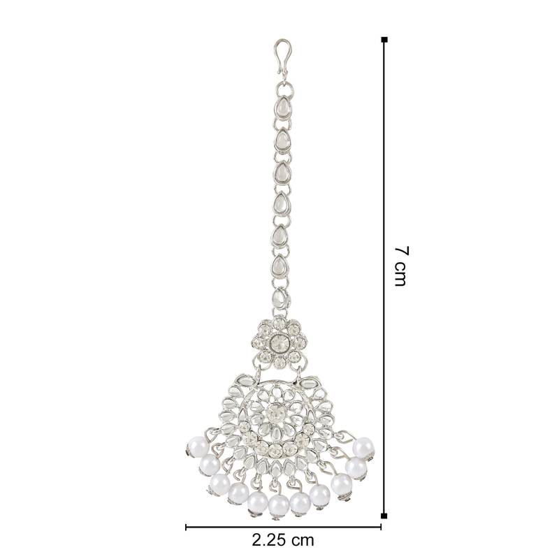 Traditional Elegant Pearl and Kundan Studded Maang Tikka/Headpiece for Women/Girls 