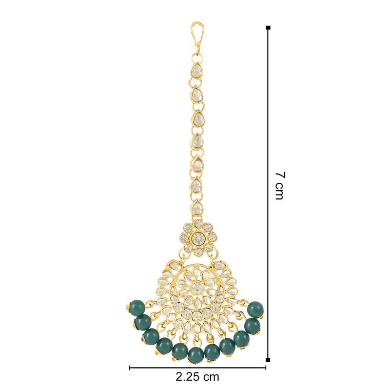 Traditional Elegant Pearl and Kundan Studded Maang Tikka/Headpiece for Women/Girls 