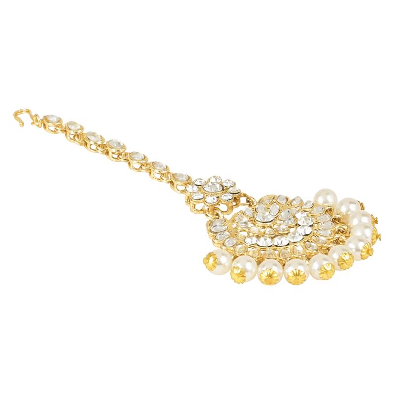 Traditional Elegant Pearl and Kundan Studded Maang Tikka/Headpiece for Women/Girls 