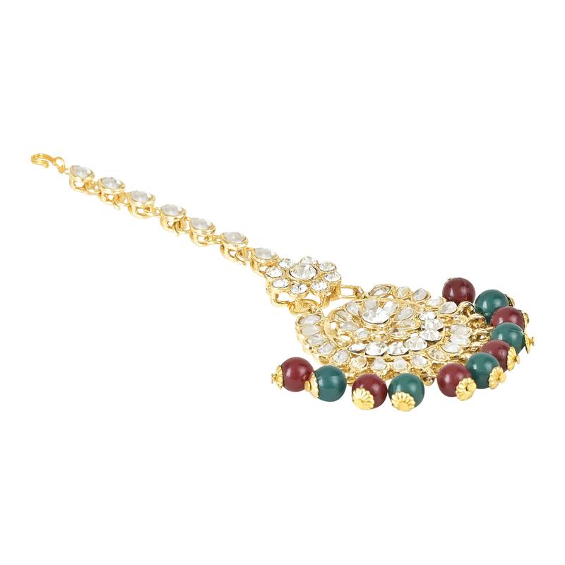 Traditional Elegant Pearl and Kundan Studded Maang Tikka/Headpiece for Women/Girls 