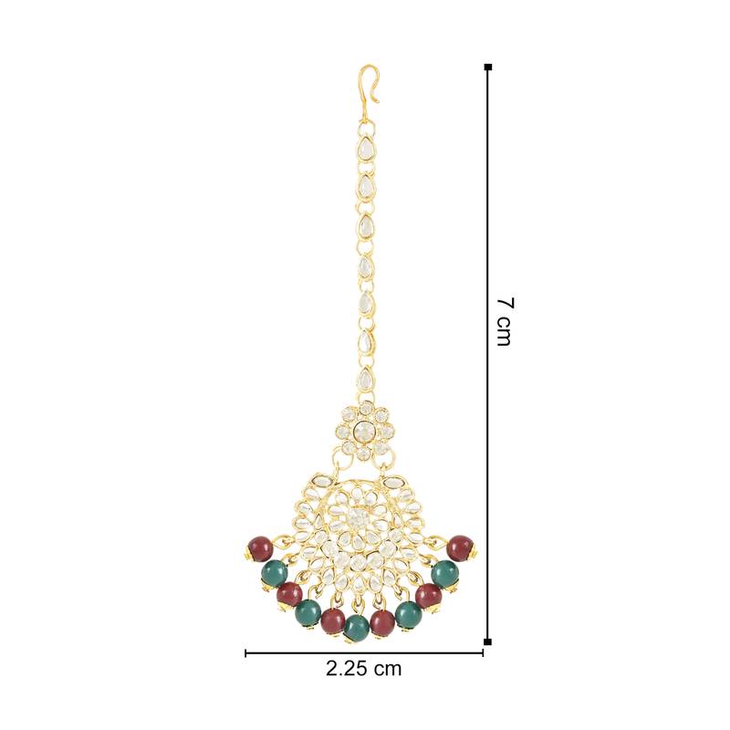 Traditional Elegant Pearl and Kundan Studded Maang Tikka/Headpiece for Women/Girls 