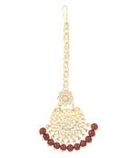 Traditional Elegant Pearl and Kundan Studded Maang Tikka/Headpiece for Women/Girls 