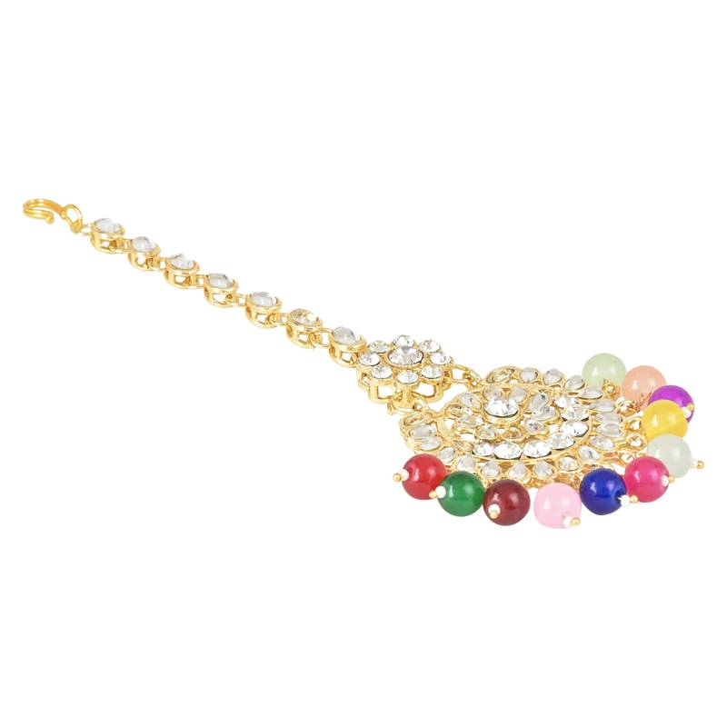 Traditional Elegant Pearl and Kundan Studded Maang Tikka/Headpiece for Women/Girls 