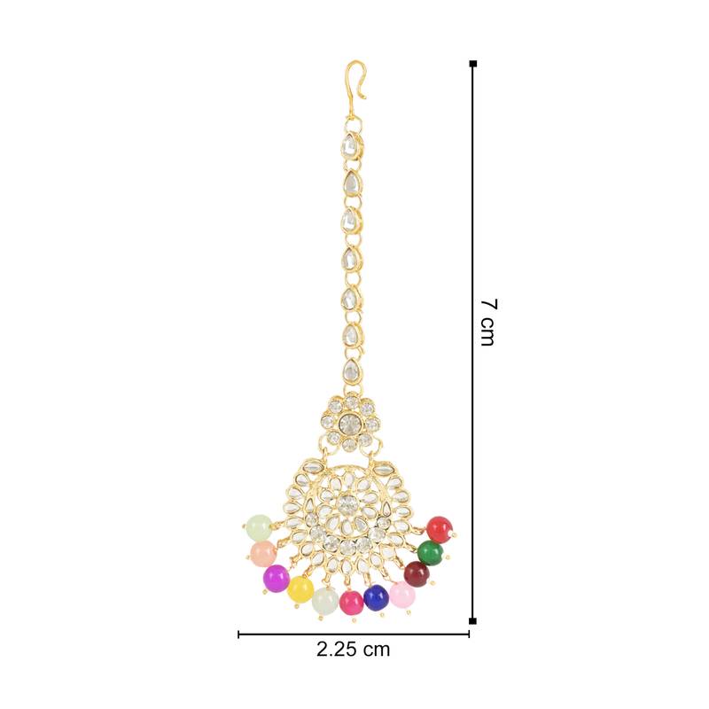 Traditional Elegant Pearl and Kundan Studded Maang Tikka/Headpiece for Women/Girls 