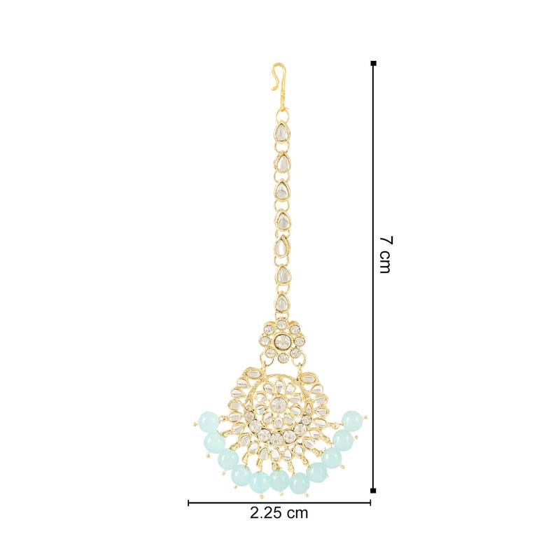 Traditional Elegant Pearl and Kundan Studded Maang Tikka/Headpiece for Women/Girls 