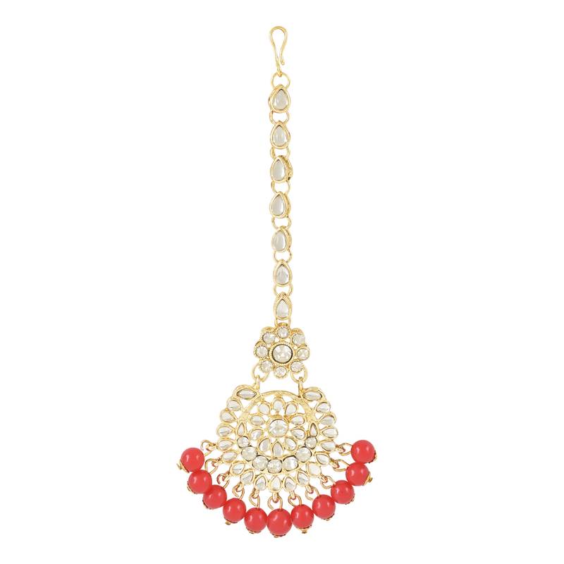 Traditional Elegant Pearl and Kundan Studded Maang Tikka/Headpiece for Women/Girls 