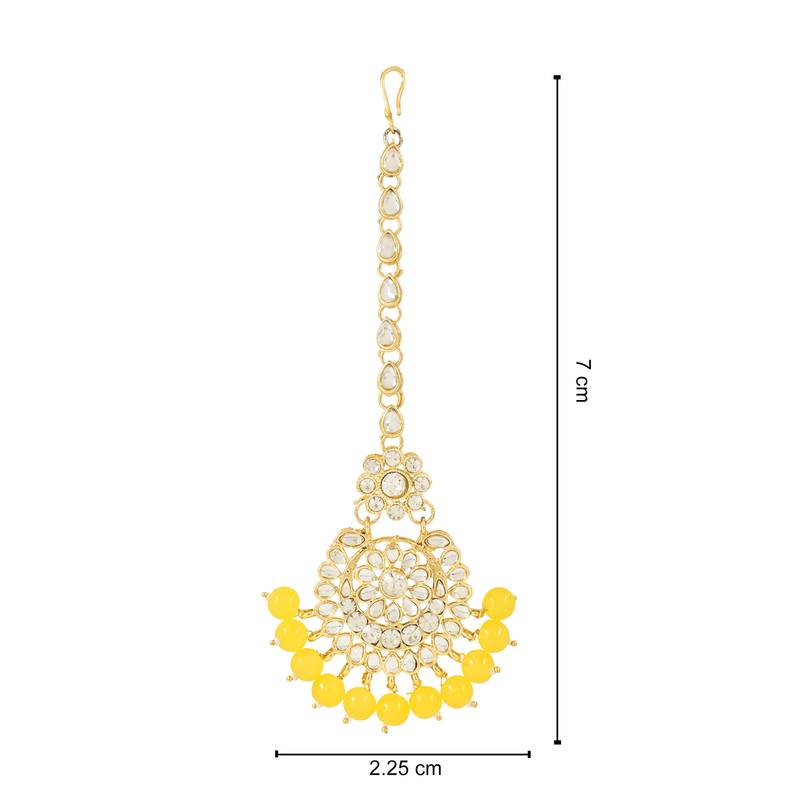 Traditional Elegant Pearl and Kundan Studded Maang Tikka/Headpiece for Women/Girls 