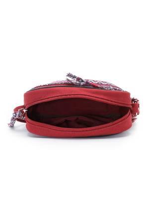 Rangoli Wine & Multi Ethnic Motifs Printed Cotton Canvas Sling Bag 5