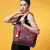 Rangoli Navy Blue & Multi Leaf Motif Printed Cotton Canvas Tote Bag