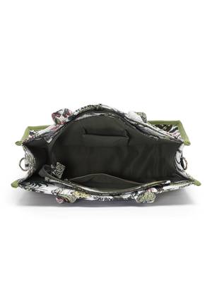 Jungle Olive Green & Multi Tropical Jacquard Cotton Canvas Handheld Bag 5