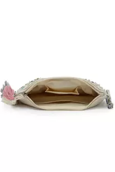 Boho Natural & Multi Floral Embellished Polycotton Sling Bag