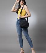 Uno Black Diamond Quilted Polyester Sling Bag