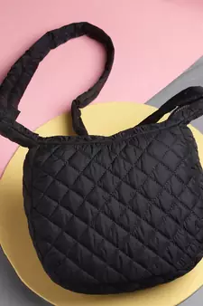 Uno Black Diamond Quilted Polyester Sling Bag
