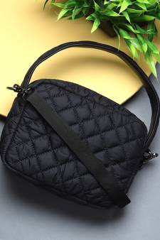 Uno Black Diamond Quilted Polyester Sling Bag