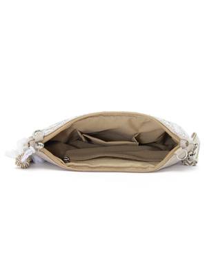 Ghoomar Natural & Gold Floral Embellished Cotton Canvas Sling Bag 5