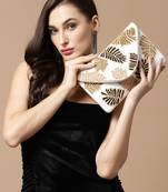 Boho Off White & Multi Botanical Embellished Cotton Canvas Sling Bag