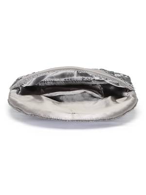 Anekaant Ghoomar Silver & Grey Sequin Embellished Suede Sling Bag 5