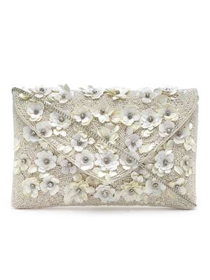Ghoomar Off White Floral Embellished Cotton Canvas Sling Bag 3