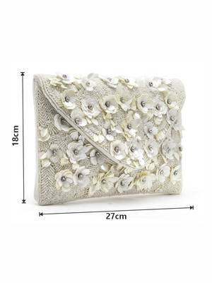 Ghoomar Off White Floral Embellished Cotton Canvas Sling Bag 4