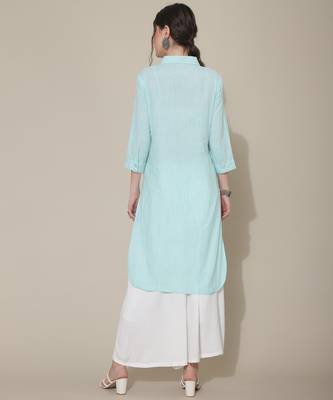 Blue plain cotton cotton-kurtis 4
