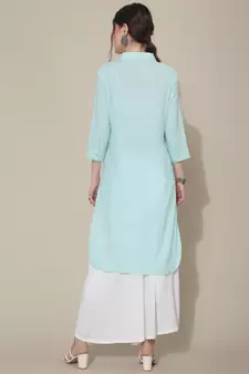 Blue plain cotton cotton-kurtis