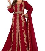 Royal Dubai Kaftan Moroccan Islamic Abaya Farasha Party Wear Floor Length Dress For Women