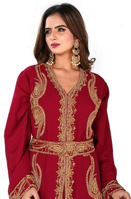 Royal Dubai Kaftan Moroccan Islamic Abaya Farasha Party Wear Floor Length Dress For Women 2