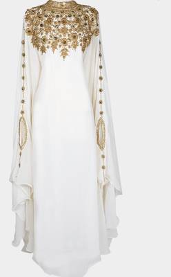 Sale !! Royal Dubai Moroccan Islamic Kaftan Zari Work Abaya Maxi Bell Sleeve Farasha Women Dress Takshita Var 2