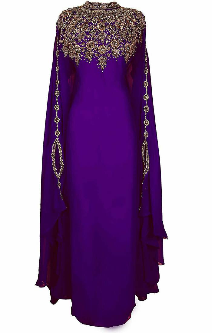 Royal Dubai Kaftan Moroccan Islamic Abaya Farasha Party Wear Floor Length Dress For Women